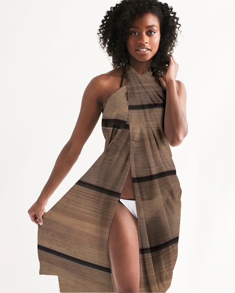 Sheer Sarong Swimsuit Cover Up Wrap / Brown Wood - Womens | Oversized Scarf