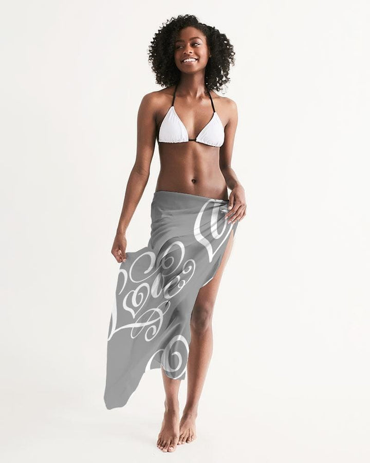 Sheer Sarong Swimsuit Cover Up Wrap / Love Grey - Womens | Oversized Scarf