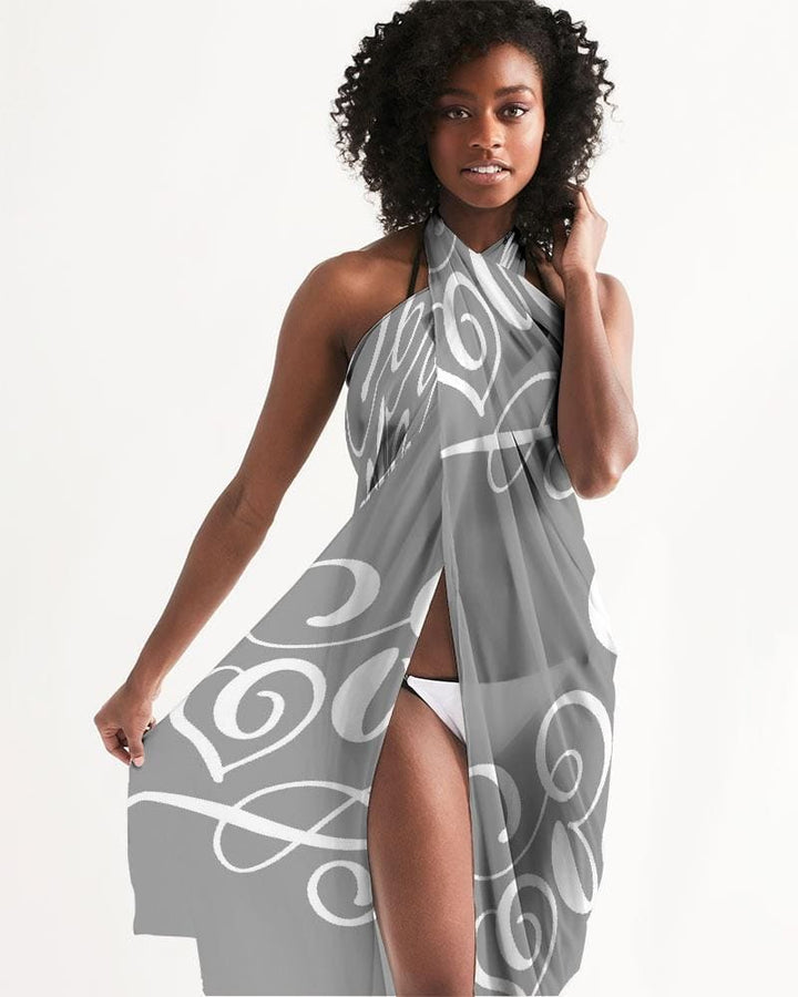 Sheer Sarong Swimsuit Cover Up Wrap / Love Grey - Womens | Oversized Scarf