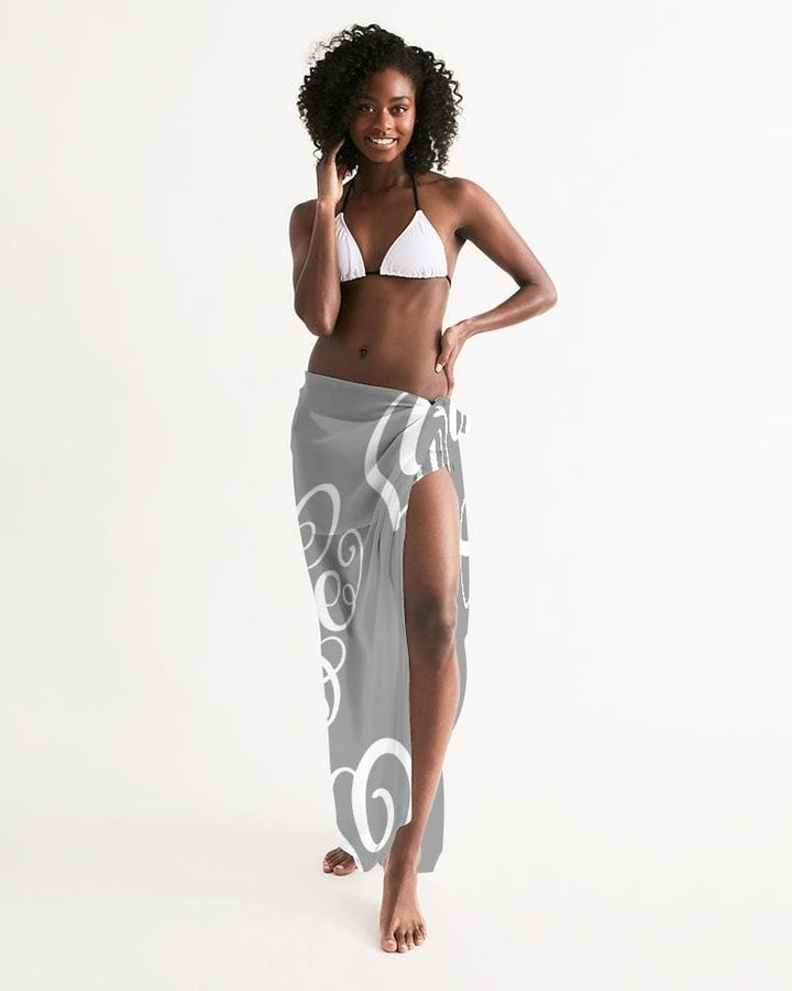 Sheer Sarong Swimsuit Cover Up Wrap / Love Grey - Womens | Oversized Scarf
