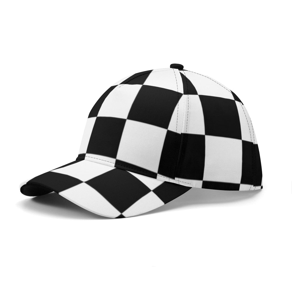 Snapback Baseball Hat - Black and White Checkered Illustration - Snapback Hats