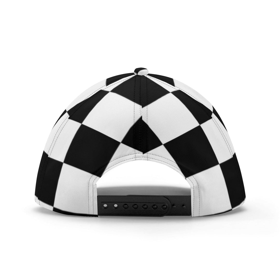 Snapback Baseball Hat - Black and White Checkered Illustration - Snapback Hats