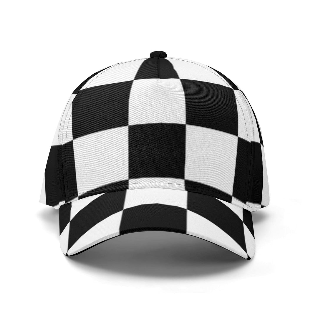 Snapback Baseball Hat - Black and White Checkered Illustration - Snapback Hats