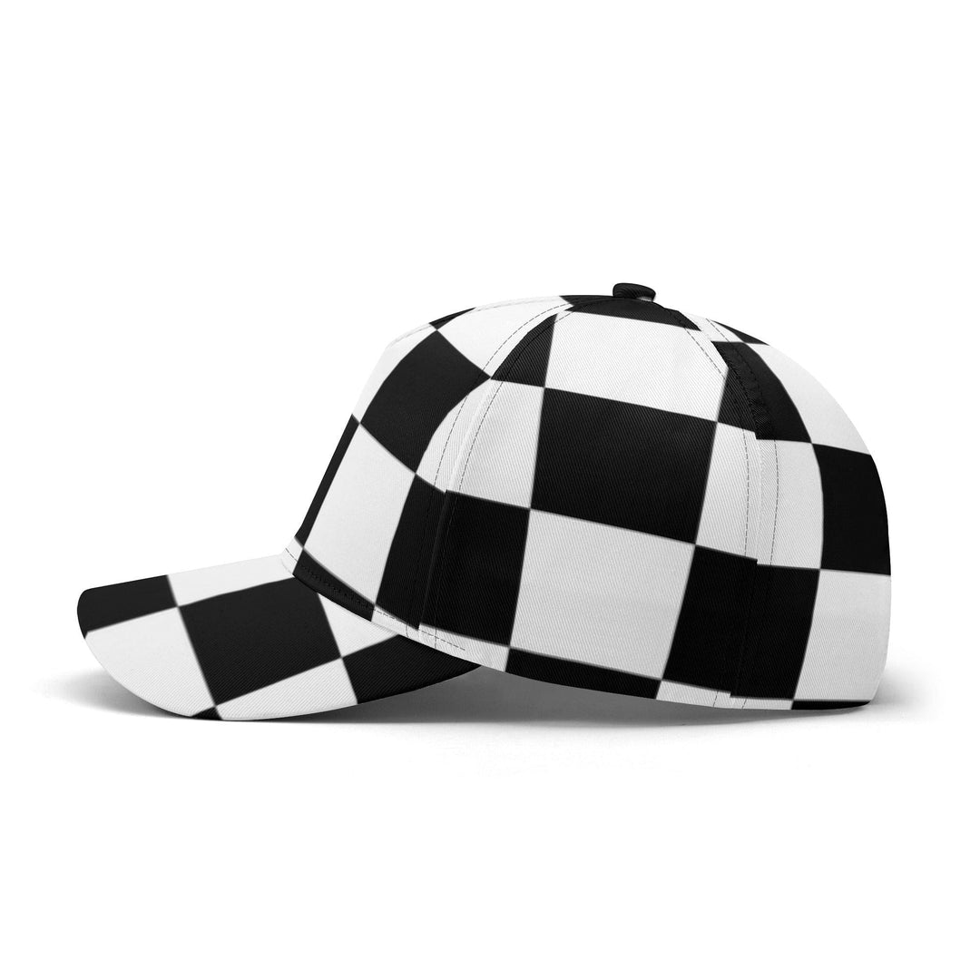 Snapback Baseball Hat - Black and White Checkered Illustration - Snapback Hats