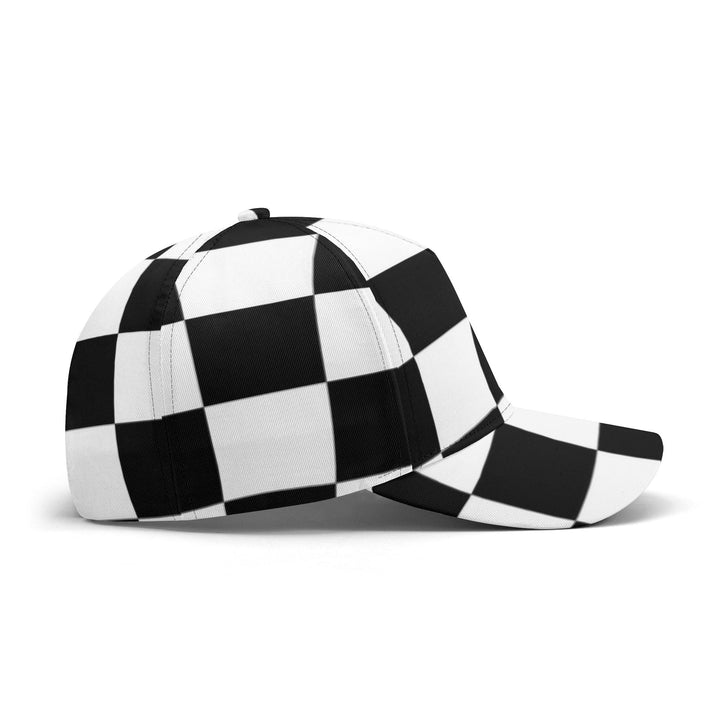 Snapback Baseball Hat - Black and White Checkered Illustration - Snapback Hats