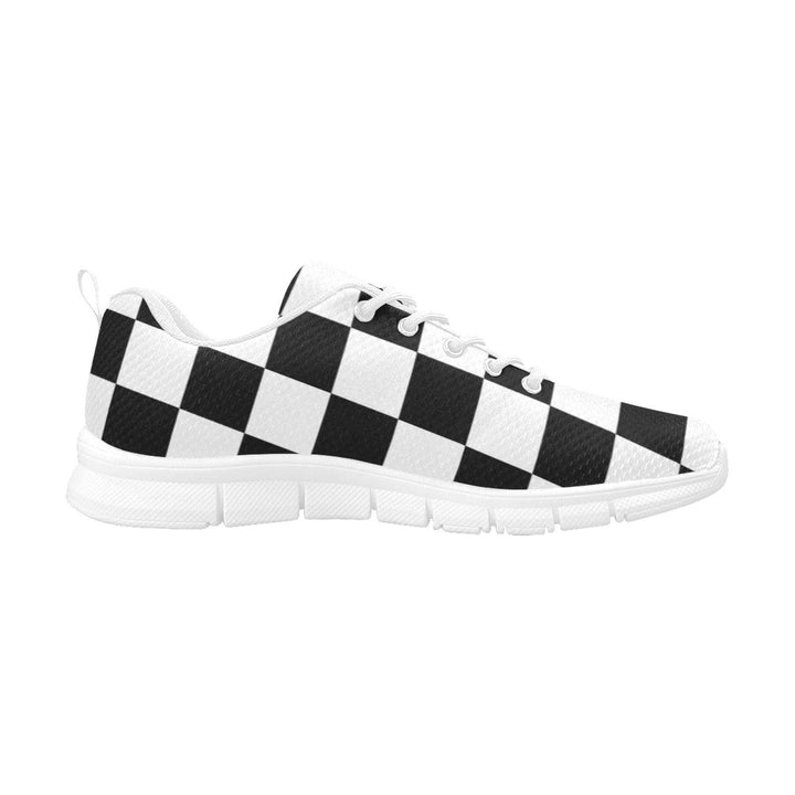 Sneakers For Women Black And White Plaid Checker Print - Running Shoes - Womens