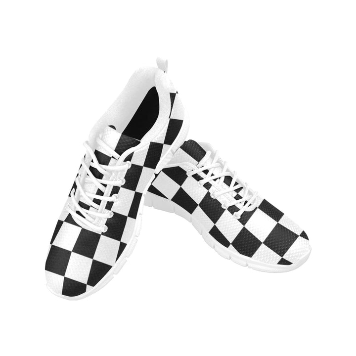 Sneakers For Women Black And White Plaid Checker Print - Running Shoes - Womens
