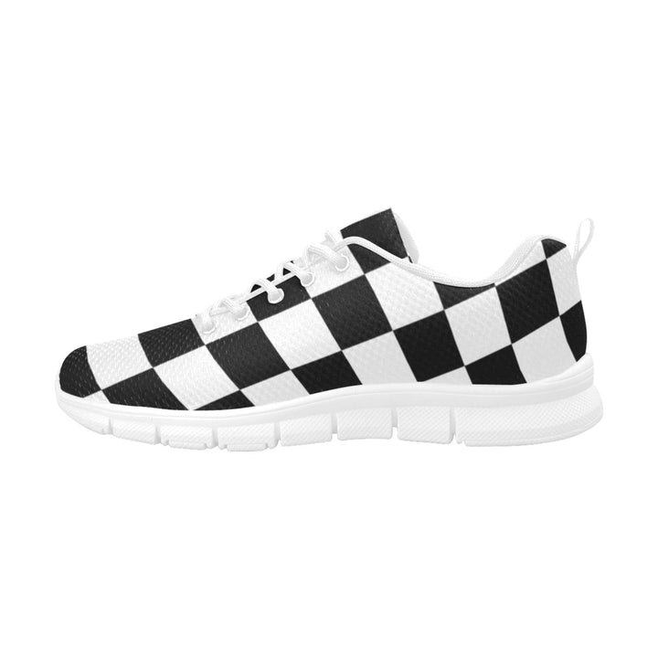 Sneakers For Women Black And White Plaid Checker Print - Running Shoes - Womens