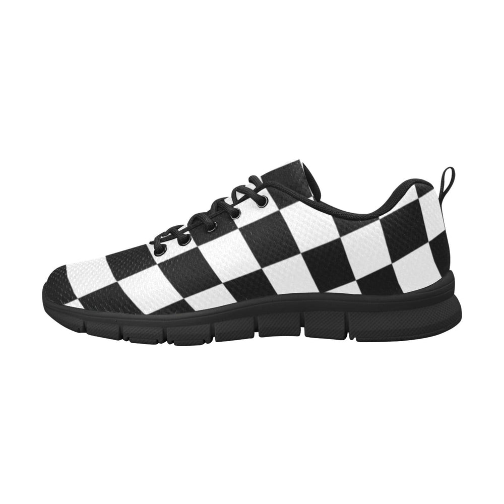 Sneakers for Women Black and White Plaid Checker Print - Running Shoes - Womens