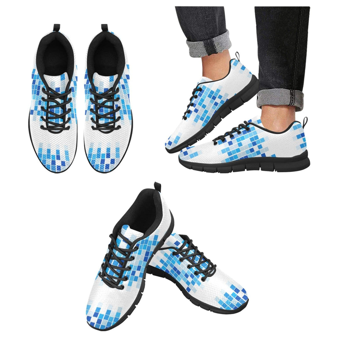 Sneakers for Women Blue and White Mosaic Print - Running Shoes - Womens