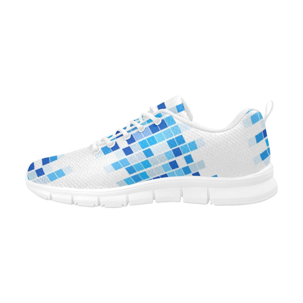 Sneakers for Women Blue and White Mosaic Print - Running Shoes - Womens