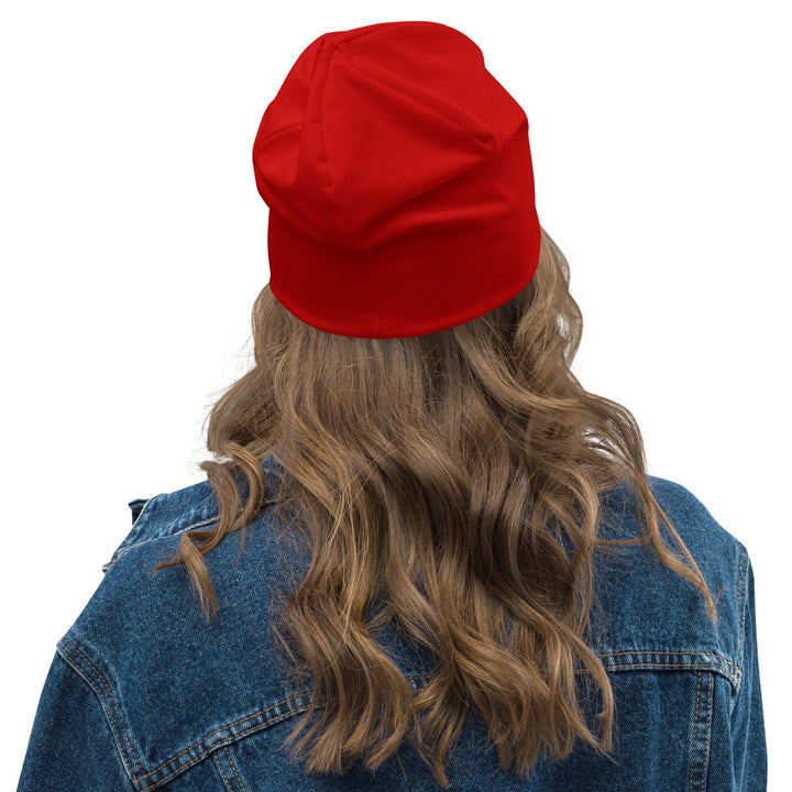 Stretchy Fit Beanie Cap - Red - Unisex | Beanie Hats | Reversible