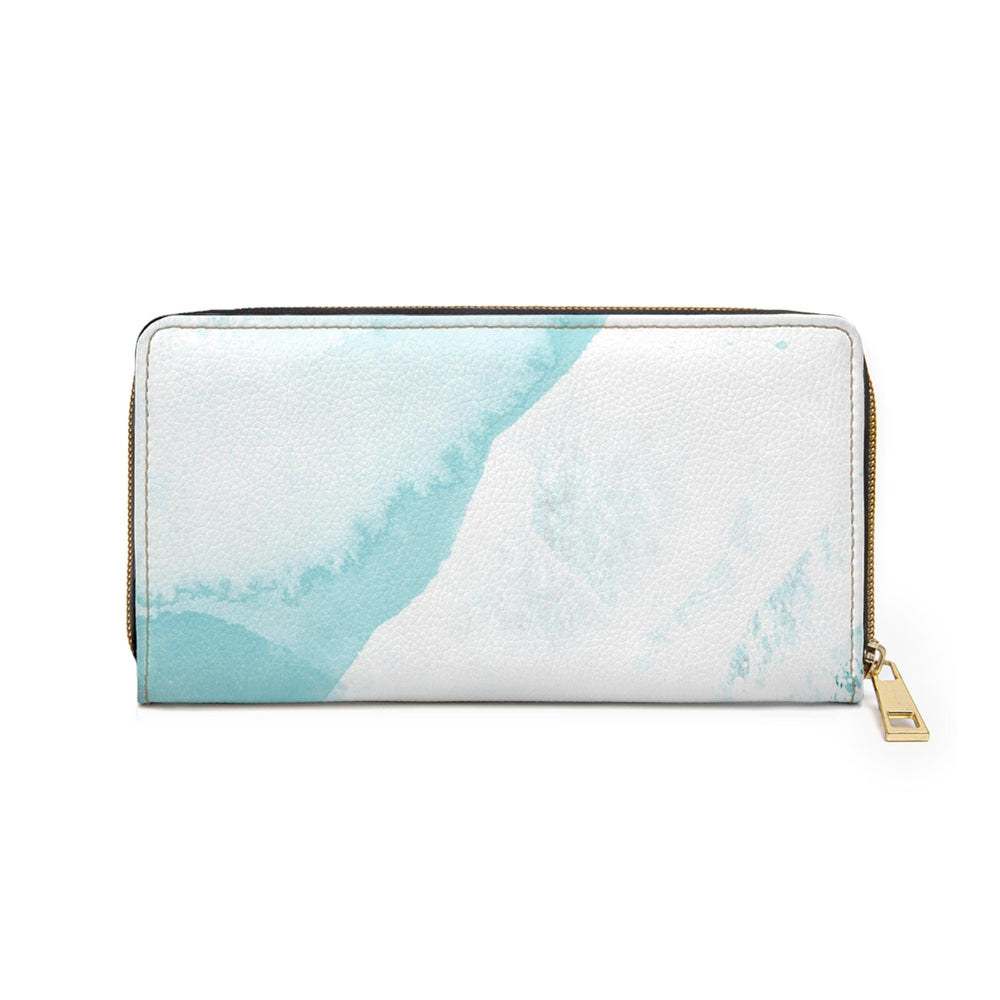 Subtle Abstract Ocean Blue and White Print Womens Zipper Wallet Clutch Purse