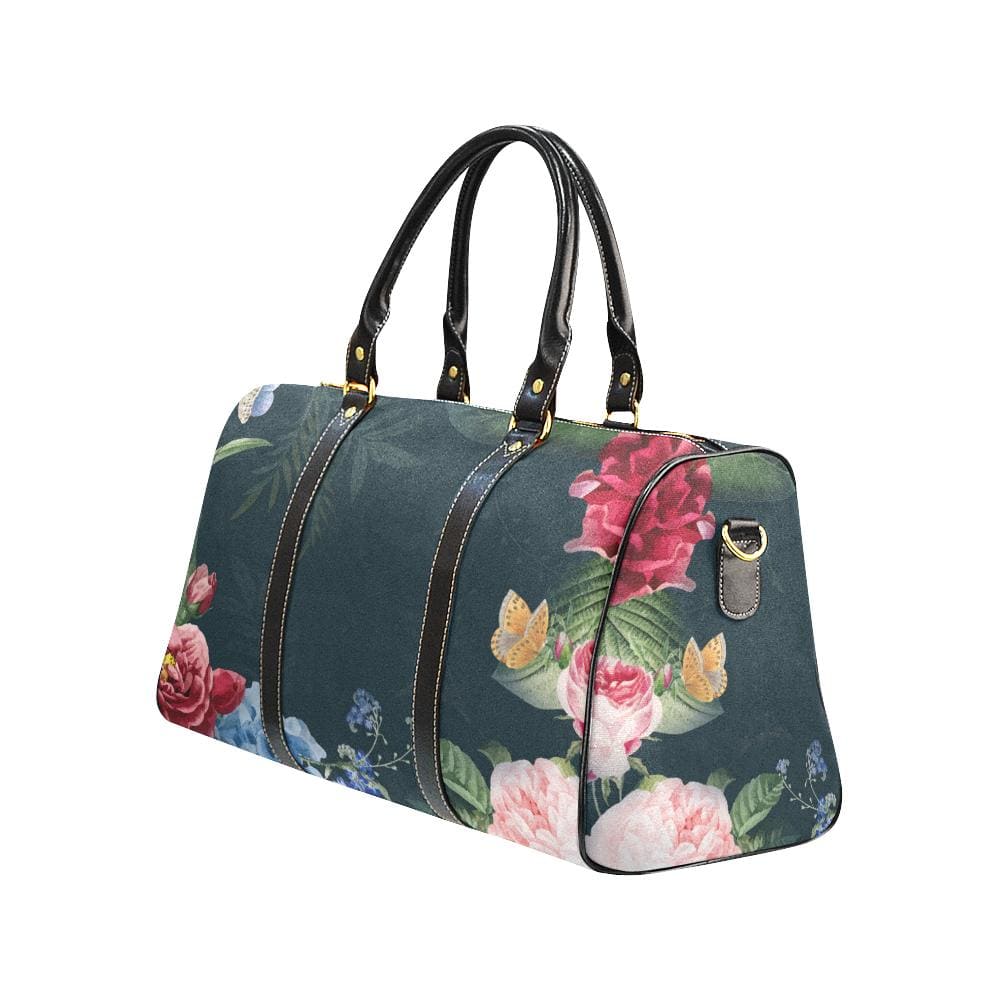 Travel Bag Leather Carry on Large Luggage Bag Green Floral - Bags | Travel Bags