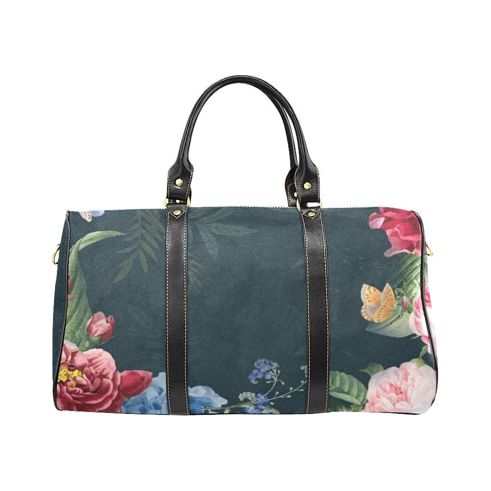 Travel Bag Leather Carry on Large Luggage Bag Green Floral - Bags | Travel Bags