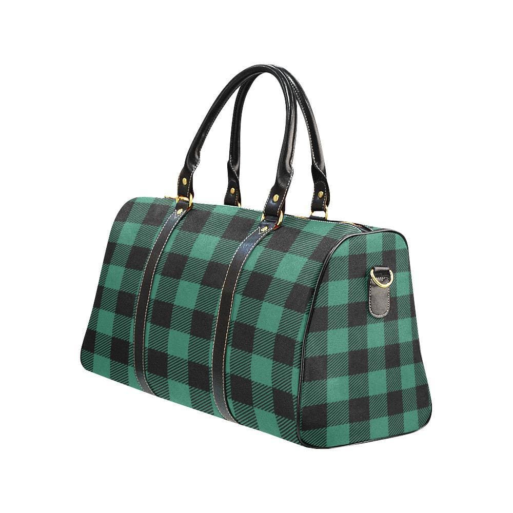 Travel Bag Leather Carry on Large Luggage Bag Green Plaid - Bags | Travel Bags