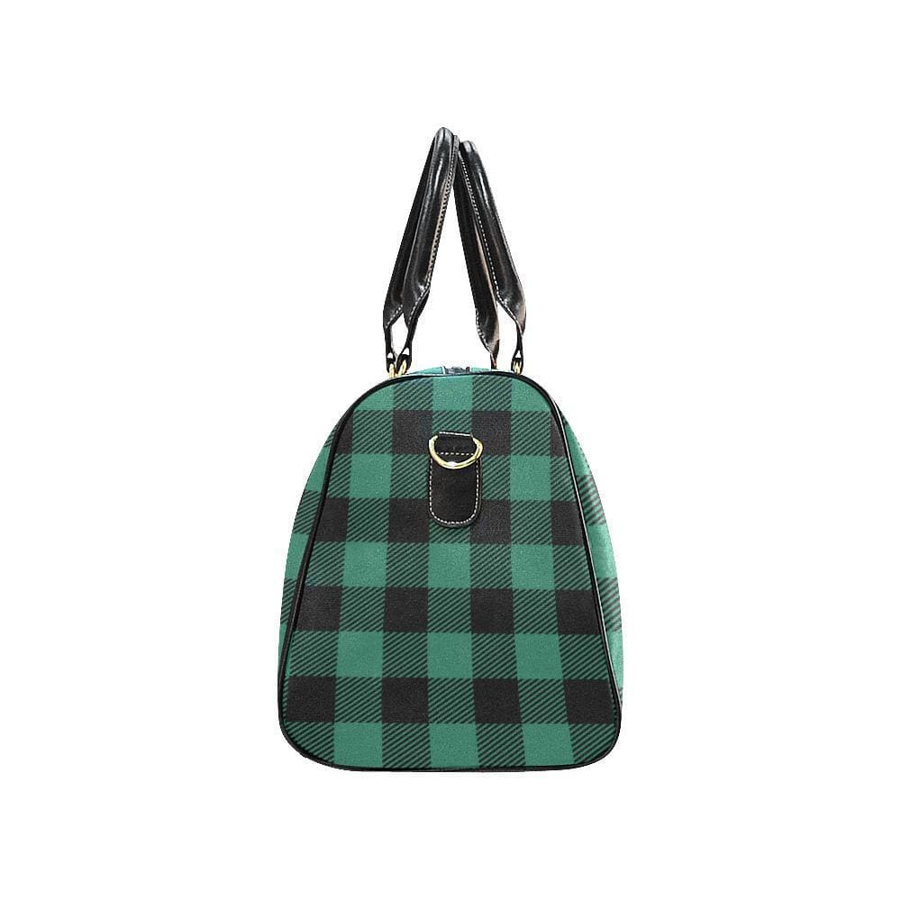 Travel Bag Leather Carry on Large Luggage Bag Green Plaid - Bags | Travel Bags