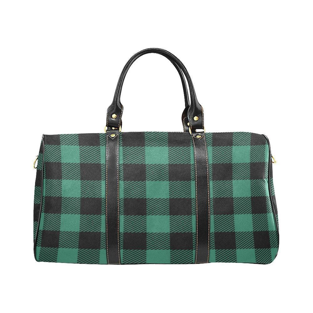 Travel Bag Leather Carry on Large Luggage Bag Green Plaid - Bags | Travel Bags