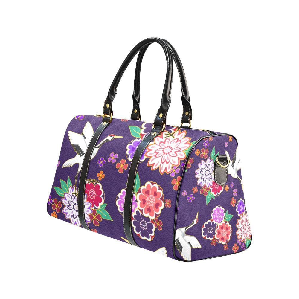 Travel Bag Purple Floral Double Handle Carry-bag - Bags | Travel Bags | Leather