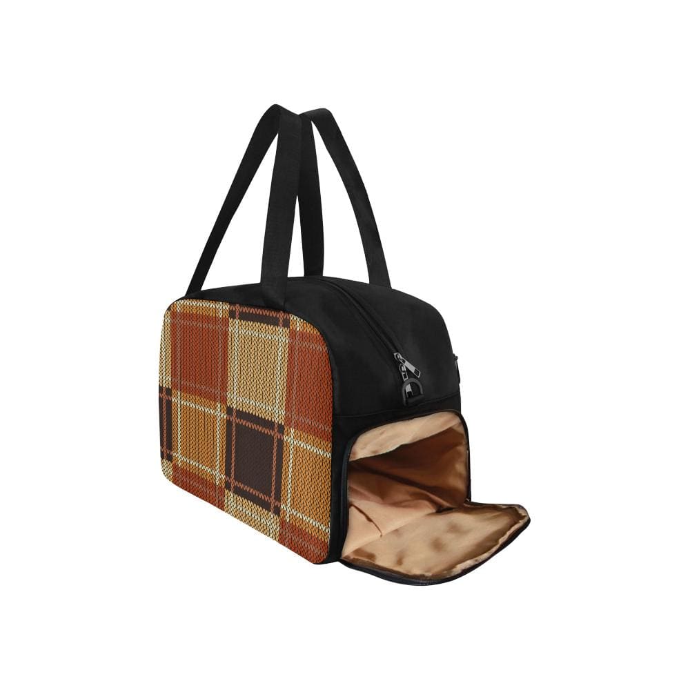 Travel Carry-on Bag / Brown and Beige Checkered Style - Bags/Travel Bags/Fitness