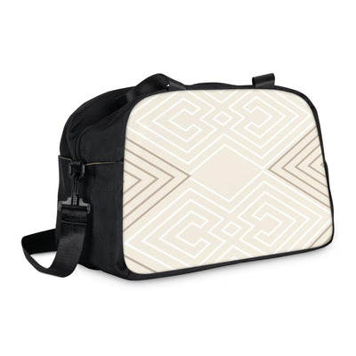 Travel Fitness Bag Beige And White Tribal Geometric Aztec Print - Bags