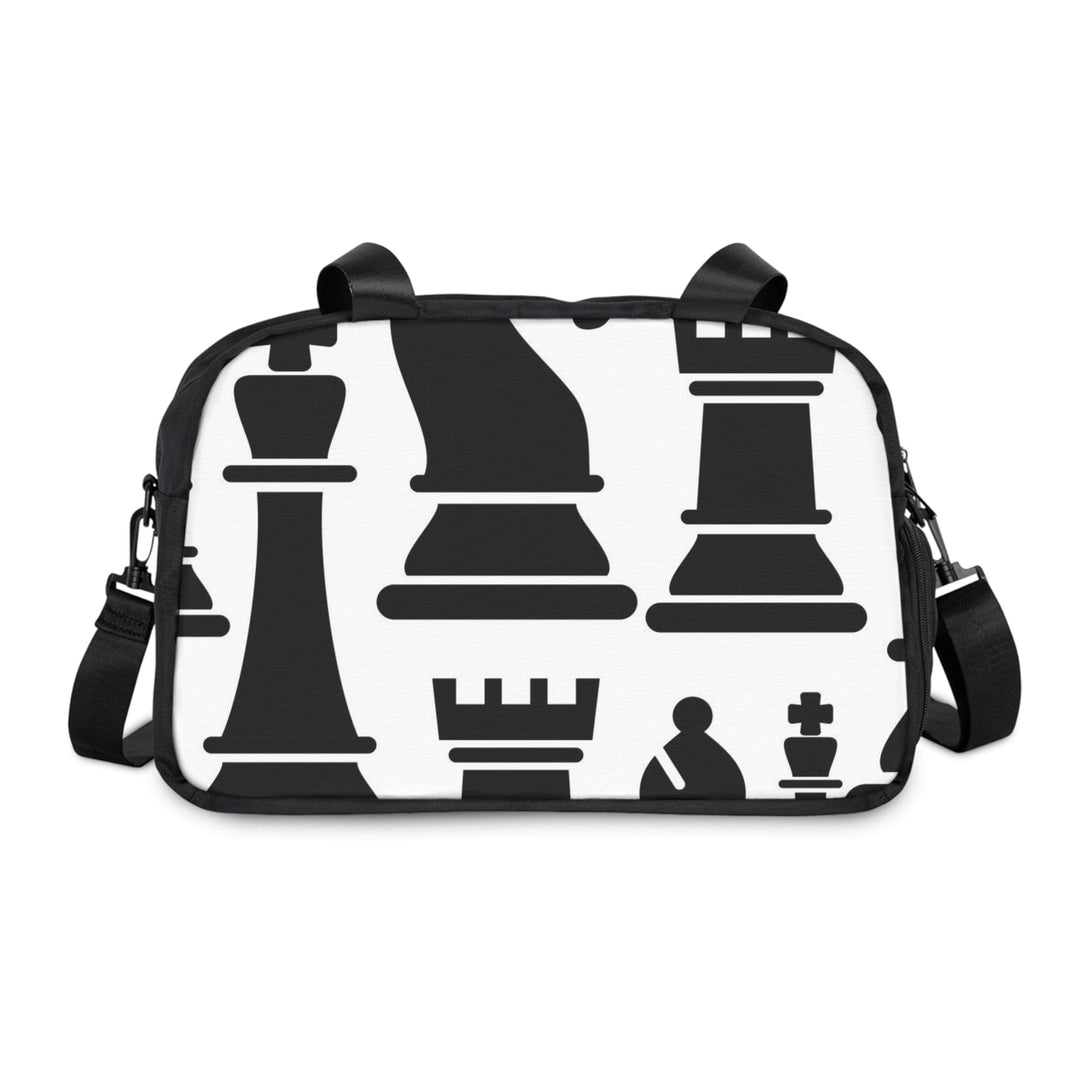 Crossbody Travel Fitness Bag - Black and White Chess Print - Bags/Travel