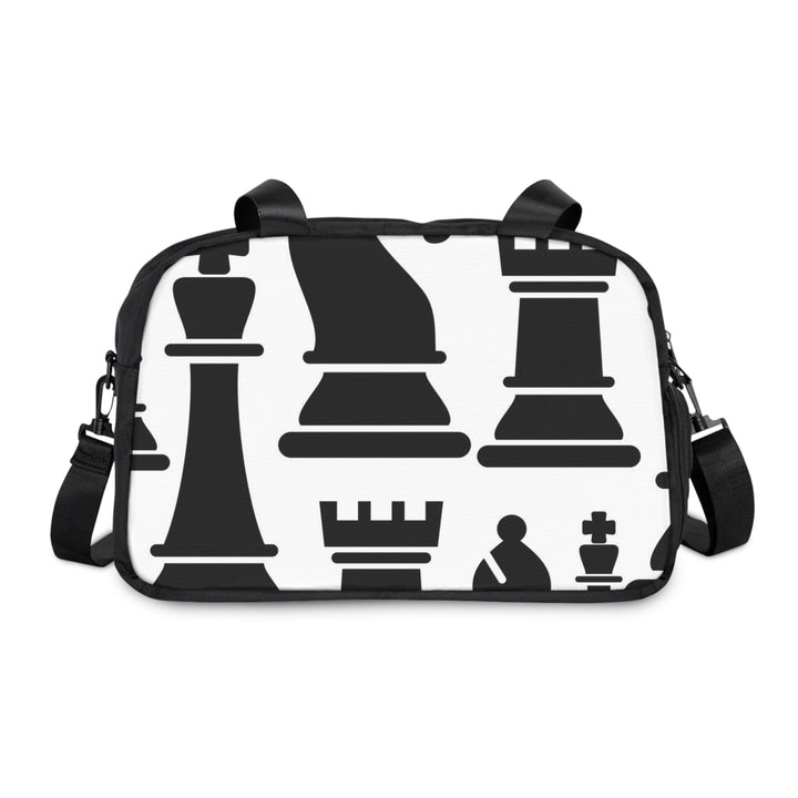 Crossbody Travel Fitness Bag - Black and White Chess Print - Bags/Travel