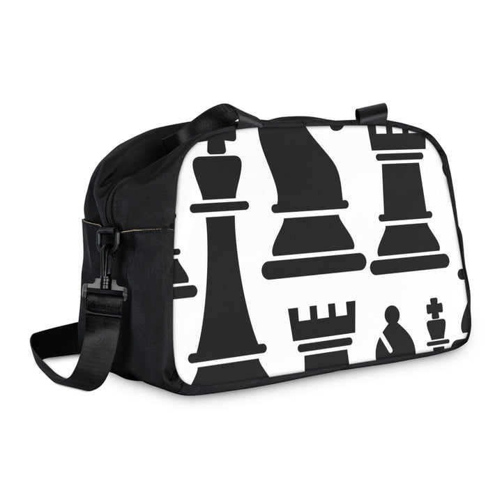 Crossbody Travel Fitness Bag - Black and White Chess Print - Bags/Travel
