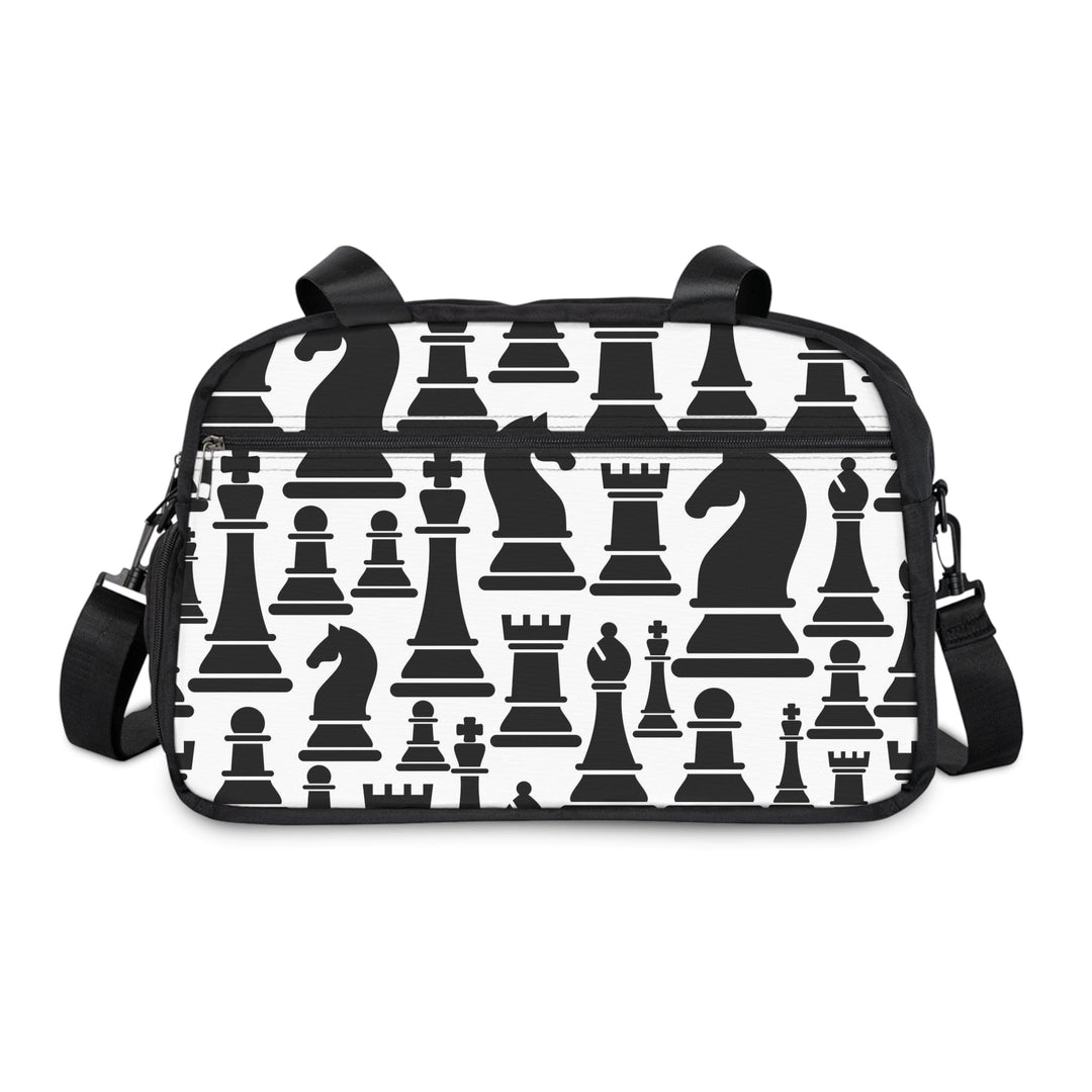 Crossbody Travel Fitness Bag - Black and White Chess Print - Bags/Travel