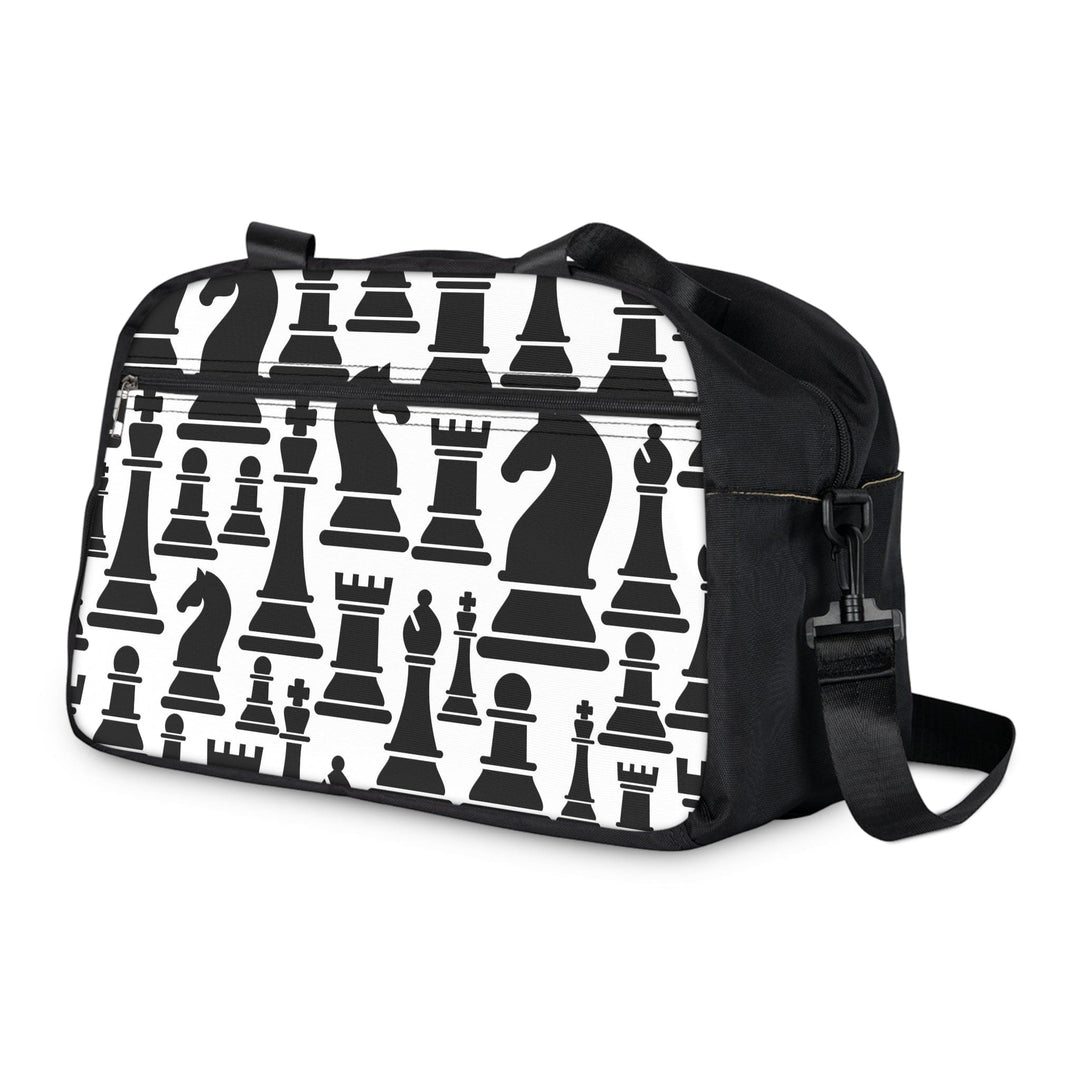 Crossbody Travel Fitness Bag - Black and White Chess Print - Bags/Travel