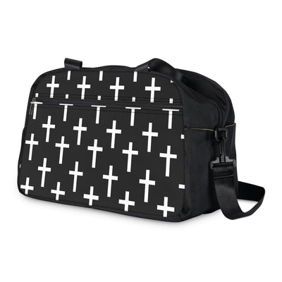 Travel Fitness Bag Black And White Seamless Cross Pattern - Bags