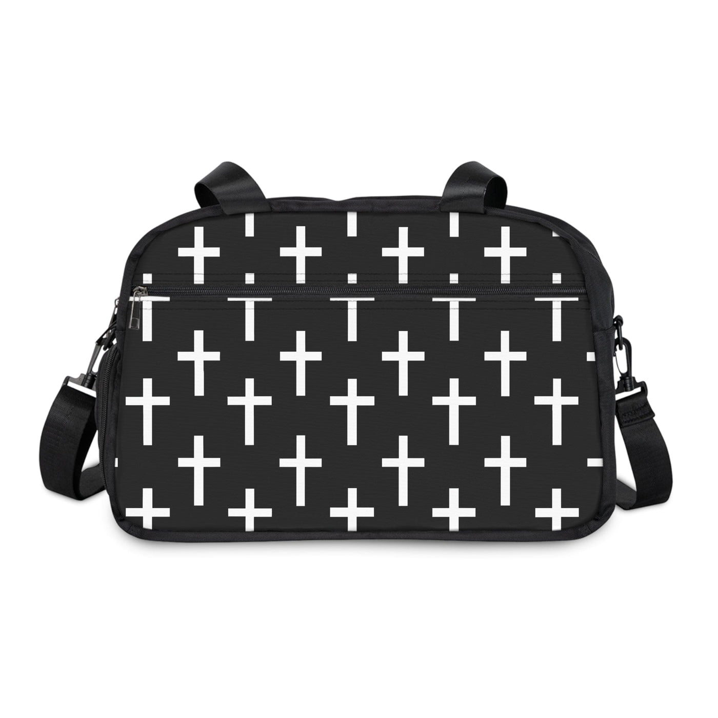 Travel Fitness Bag Black And White Seamless Cross Pattern - Bags
