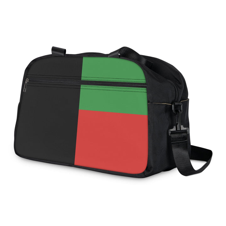 Crossbody Travel Fitness Bag - Black Red Green Stripped - Bags/Travel