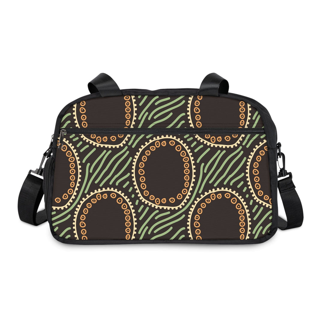 Crossbody Travel Fitness Bag - Brown Green Geometric Lines - Bags/Travel