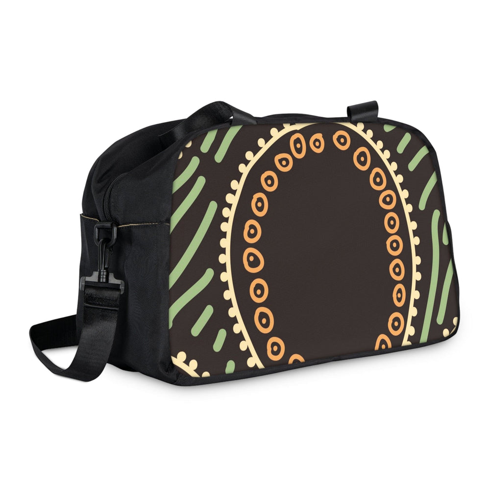Crossbody Travel Fitness Bag - Brown Green Geometric Lines - Bags/Travel