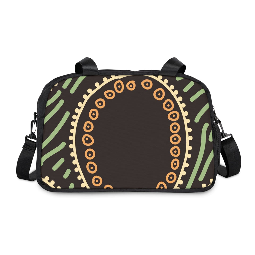 Crossbody Travel Fitness Bag - Brown Green Geometric Lines - Bags/Travel