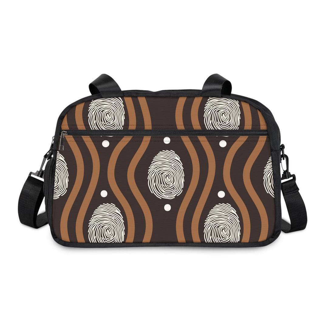 Crossbody Travel Fitness Bag - Brown White Geometric Lines - Bags/Travel