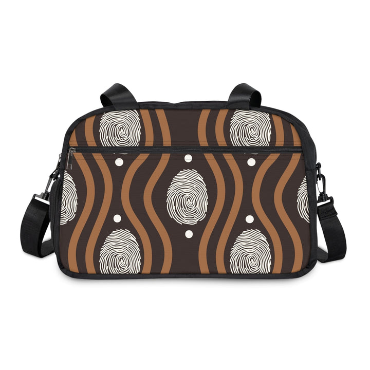 Crossbody Travel Fitness Bag - Brown White Geometric Lines - Bags/Travel