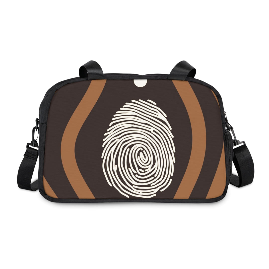Crossbody Travel Fitness Bag - Brown White Geometric Lines - Bags/Travel