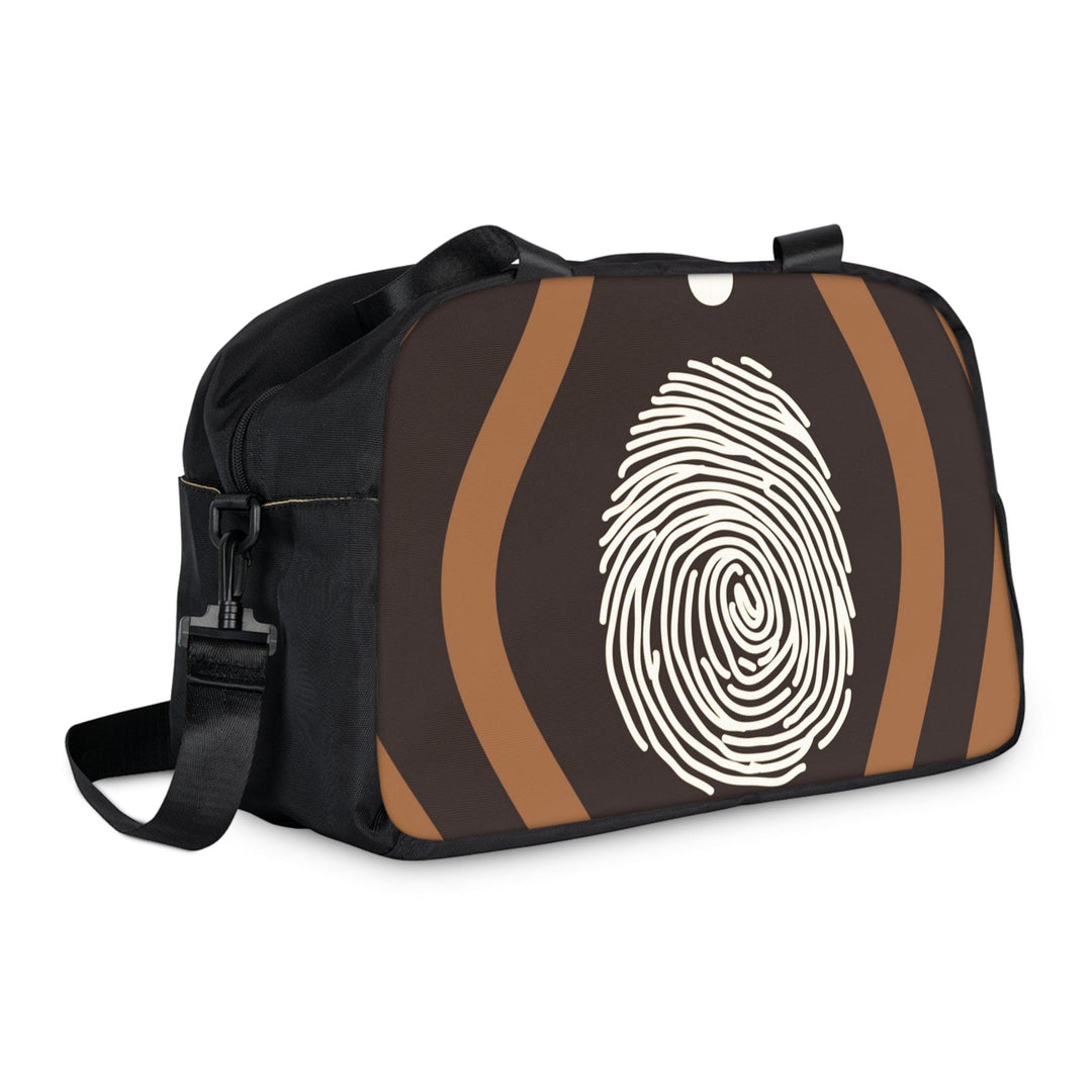 Crossbody Travel Fitness Bag - Brown White Geometric Lines - Bags/Travel
