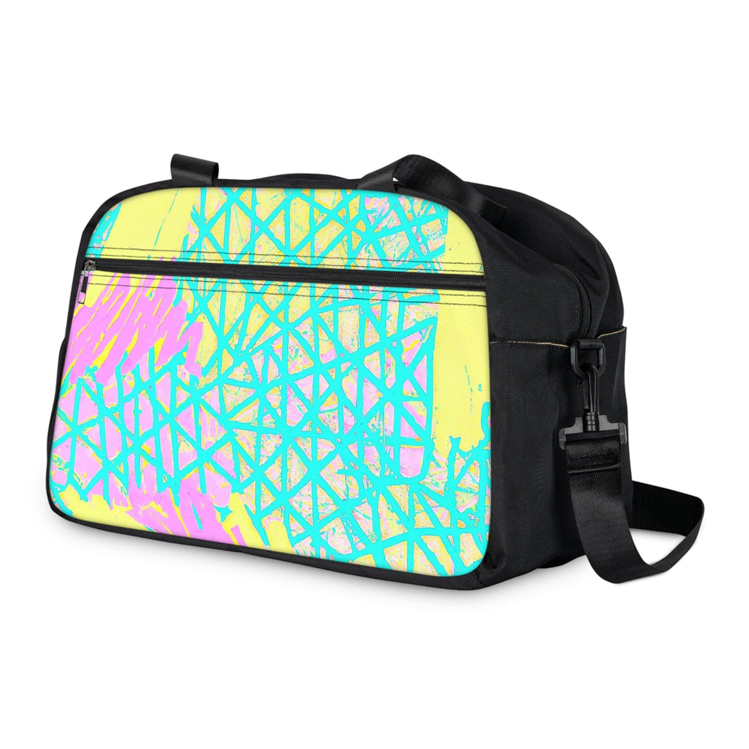 Crossbody Travel Fitness Bag - Cyan Blue Lime Green and Pink Pattern