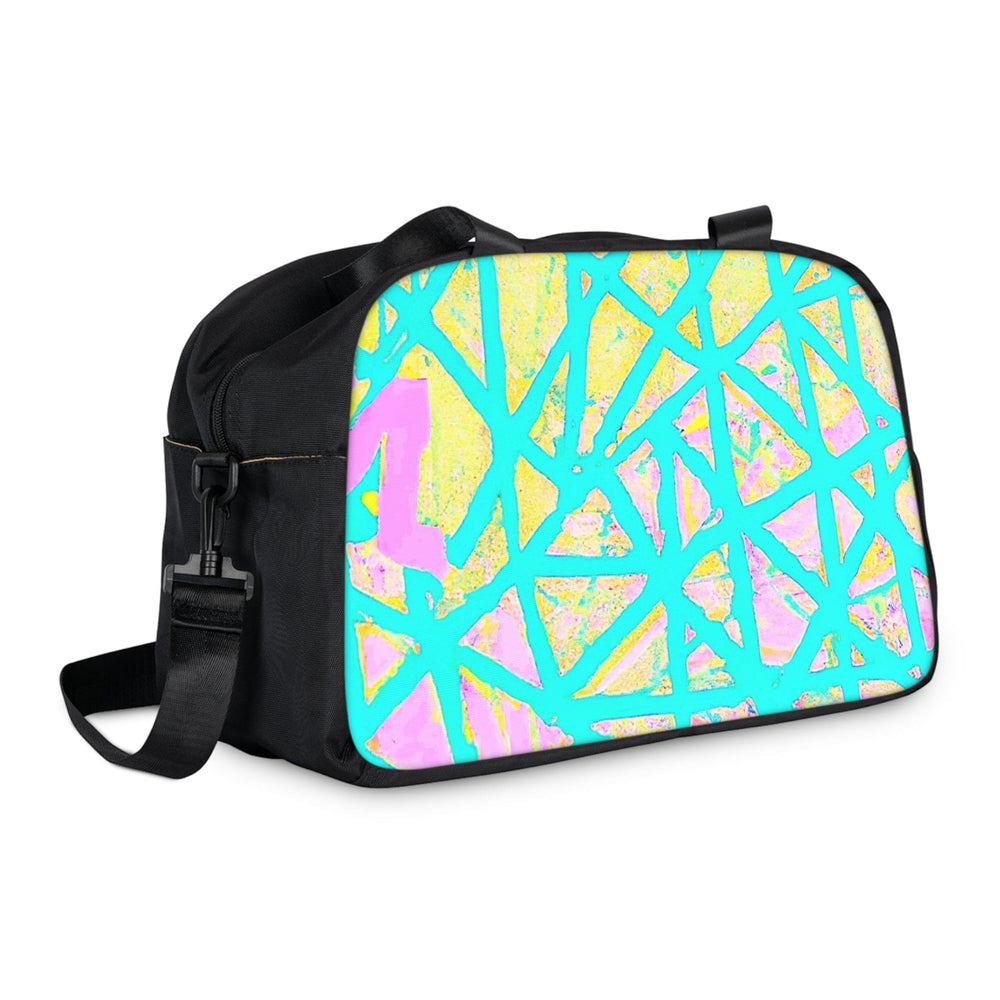 Crossbody Travel Fitness Bag - Cyan Blue Lime Green and Pink Pattern