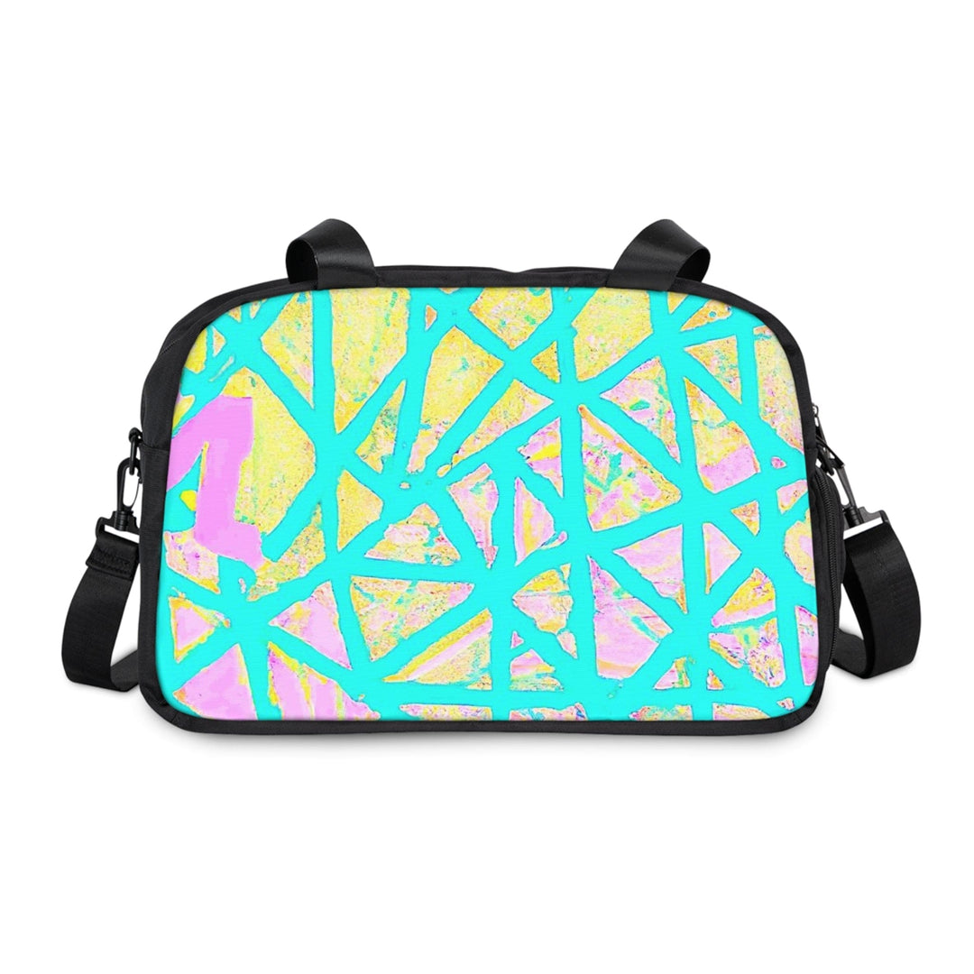 Crossbody Travel Fitness Bag - Cyan Blue Lime Green and Pink Pattern
