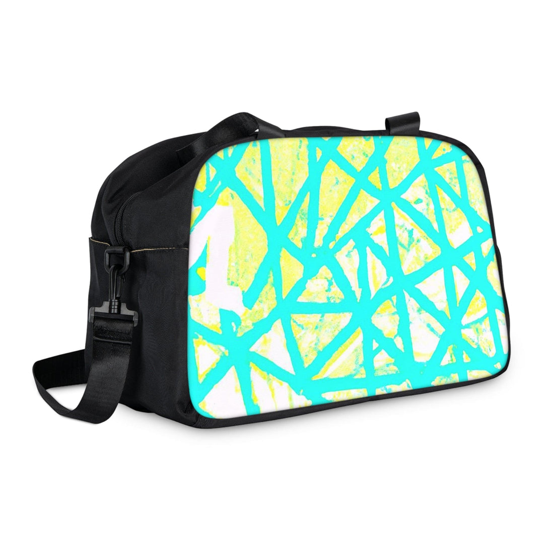 Crossbody Travel Fitness Bag - Cyan Blue Lime Green and White Pattern