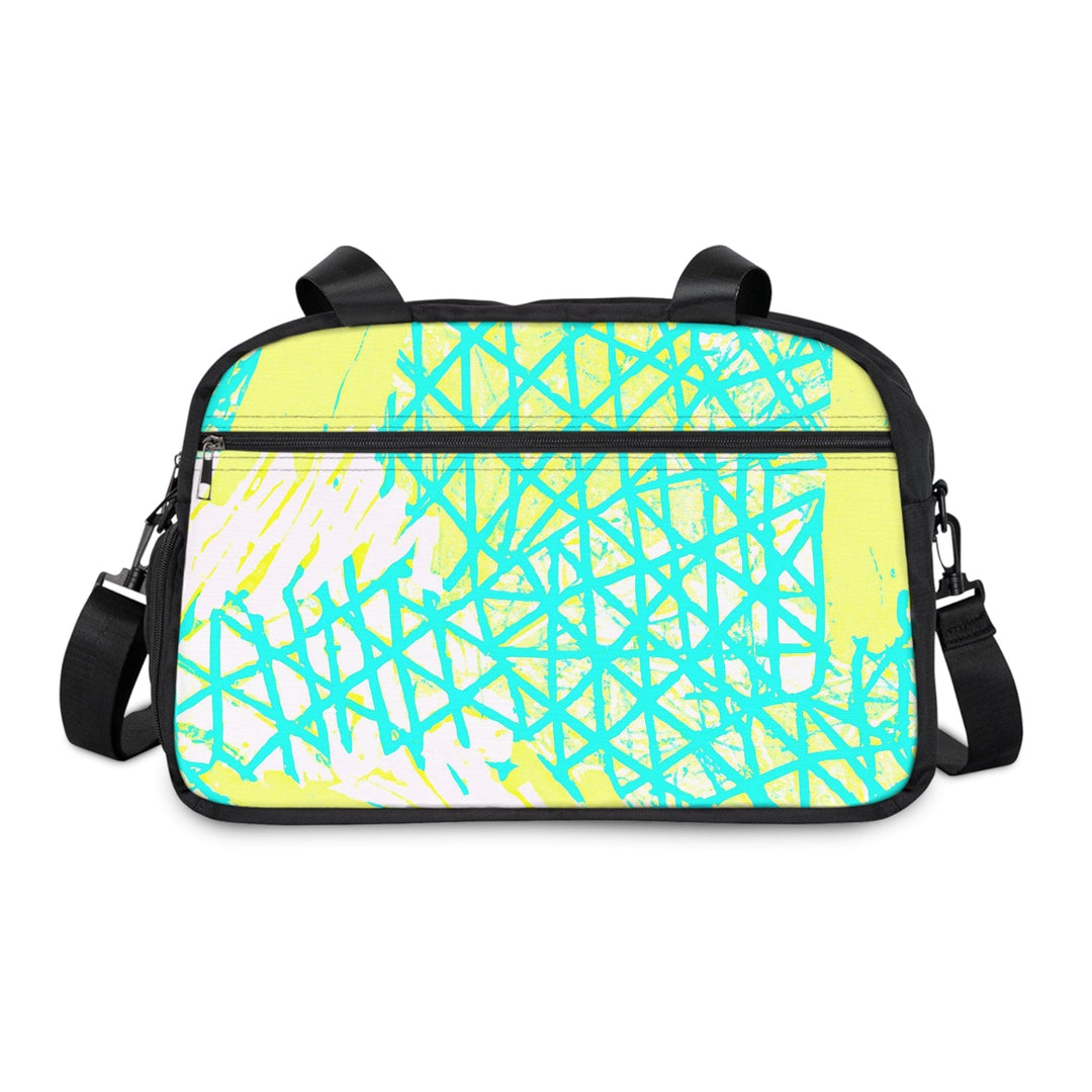 Crossbody Travel Fitness Bag - Cyan Blue Lime Green and White Pattern