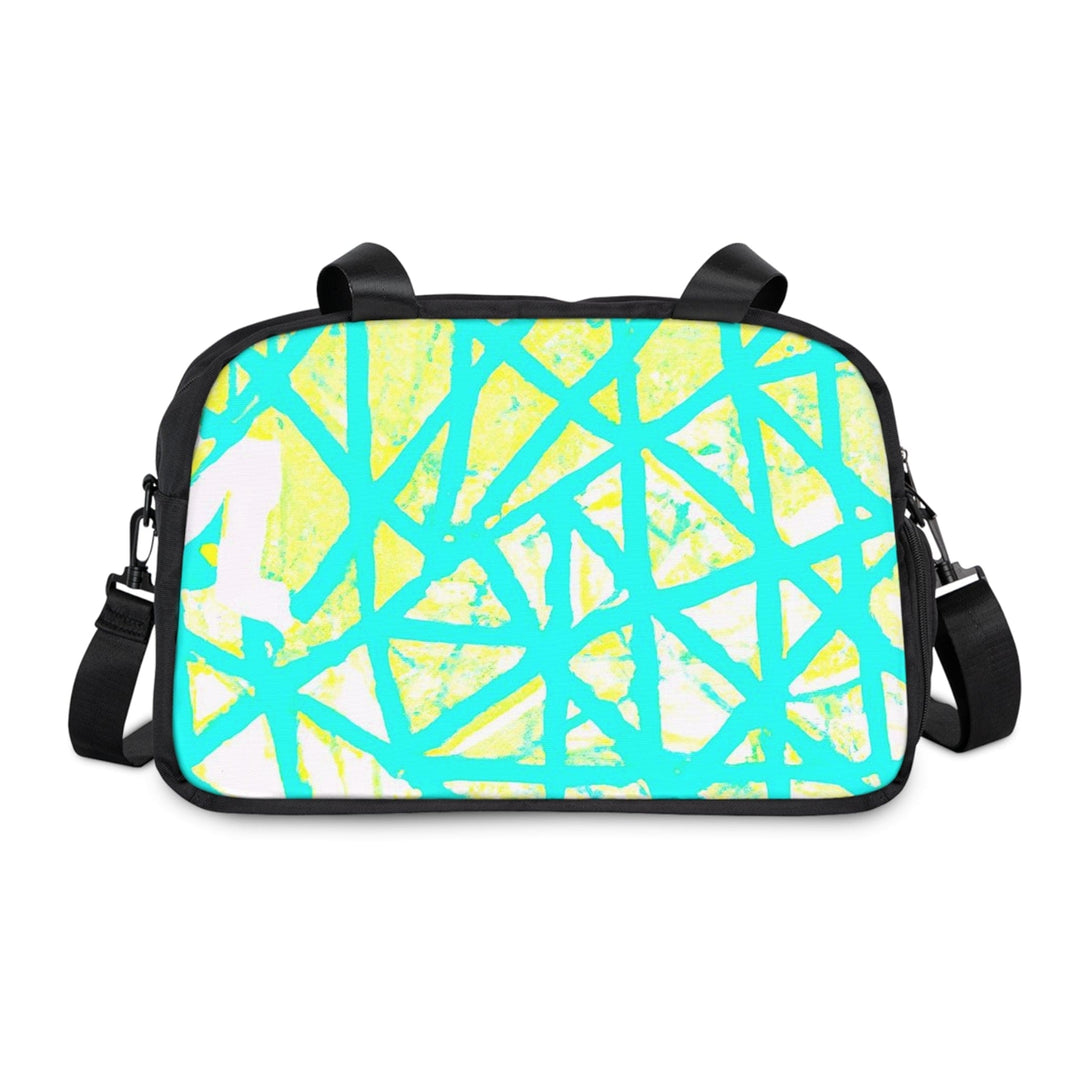 Crossbody Travel Fitness Bag - Cyan Blue Lime Green and White Pattern