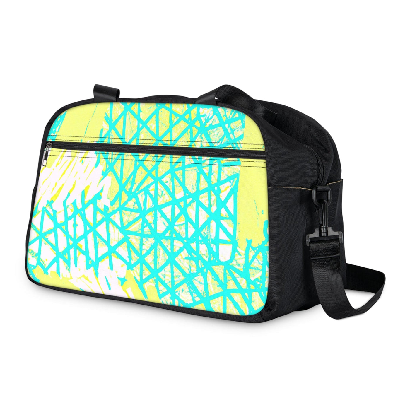 Travel Fitness Bag Cyan Blue Lime Green And White Pattern - Bags
