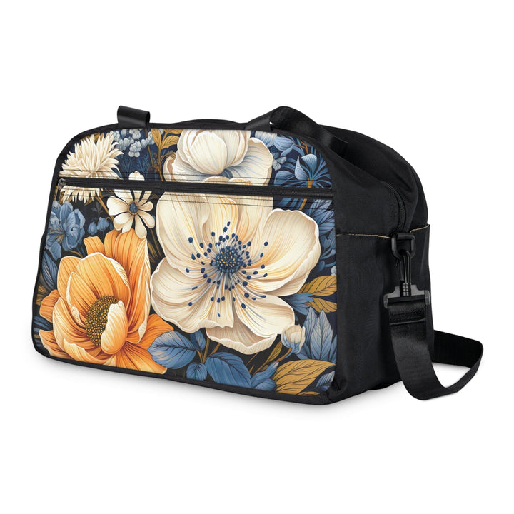 Crossbody Travel Fitness Bag - Floral Blue Print - Bags/Travel Bags/Fitness