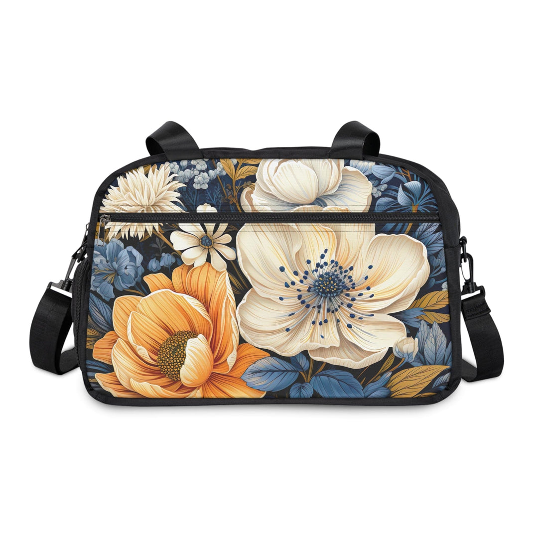 Crossbody Travel Fitness Bag - Floral Blue Print - Bags/Travel Bags/Fitness