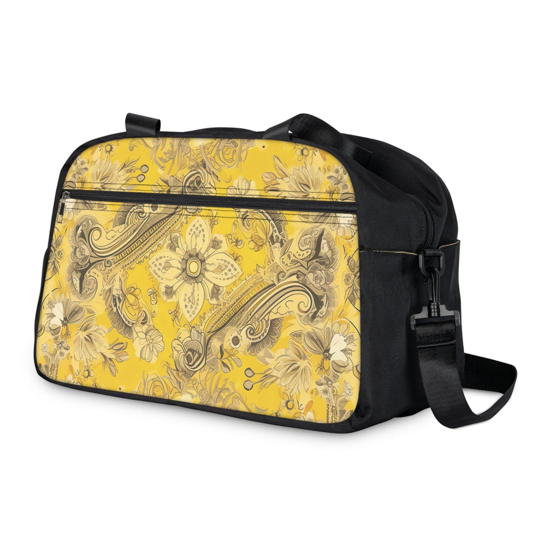 Crossbody Travel Fitness Bag - Floral Yellow Bandanna Print - Bags/Travel